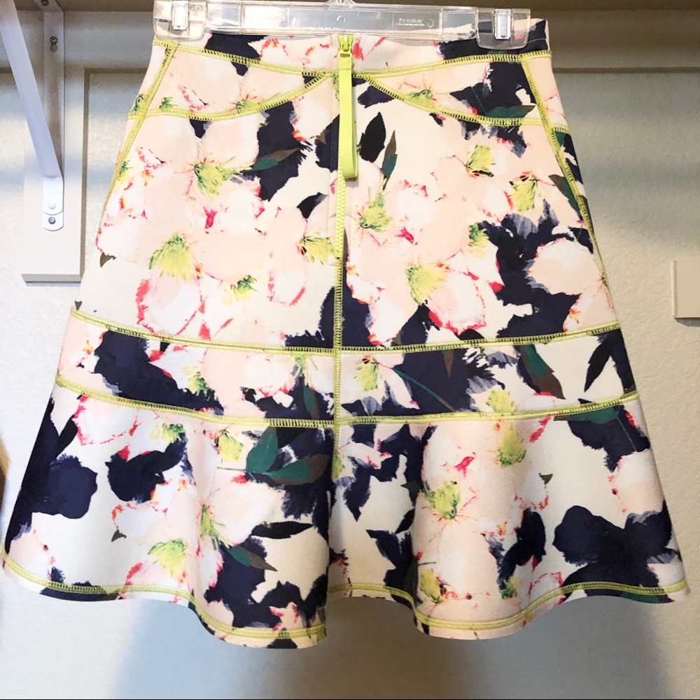 Patterned Scuba Mini Skirt